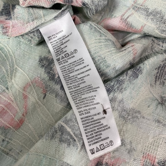 Tommy Bahama Shirt Men's XL Hawaiian Camp Shirt Silk Blend Floral Flamingos - Picture 9 of 12